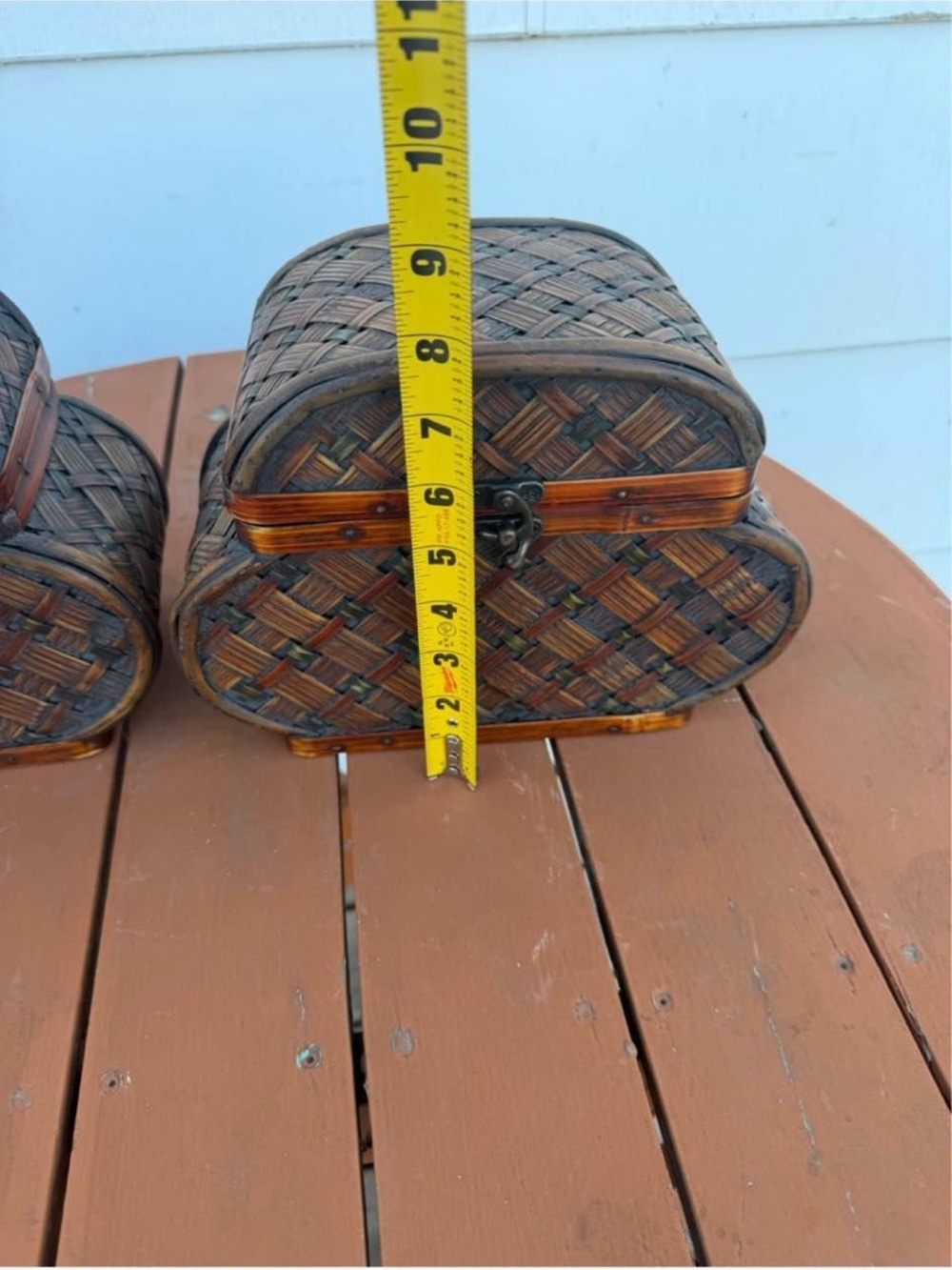 Two Woven Rattan Wood Storage Boxes - Picture 8 of 9